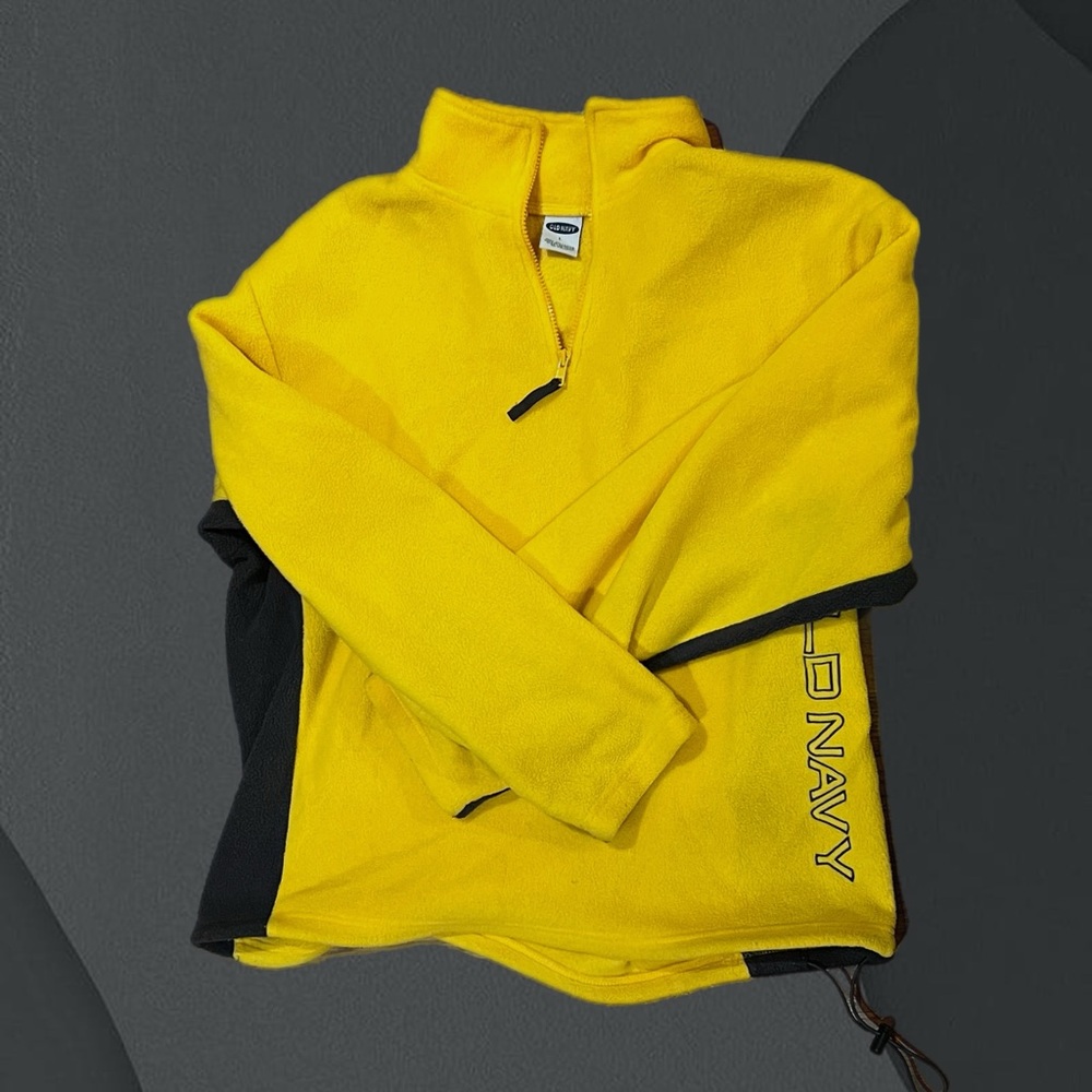 Old Navy Men's Bright Yellow Zip-Up Sweater